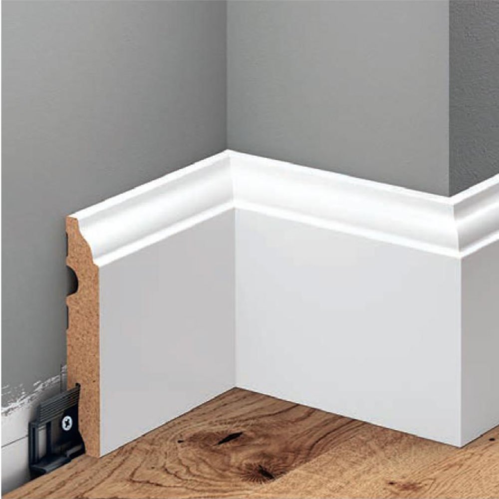 Balta MDF grindjuostė 9 cm aukščio Balta MDF grindjuostė 9 cm aukščio