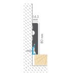 Baltos MDF grindjuostės 8 cm aukščio. Brėžinys