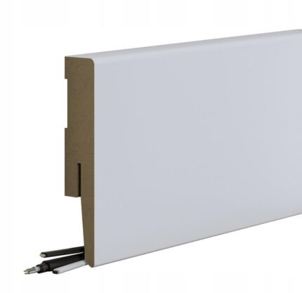 Balta MDF grindjuostė D11 8 cm aukščio