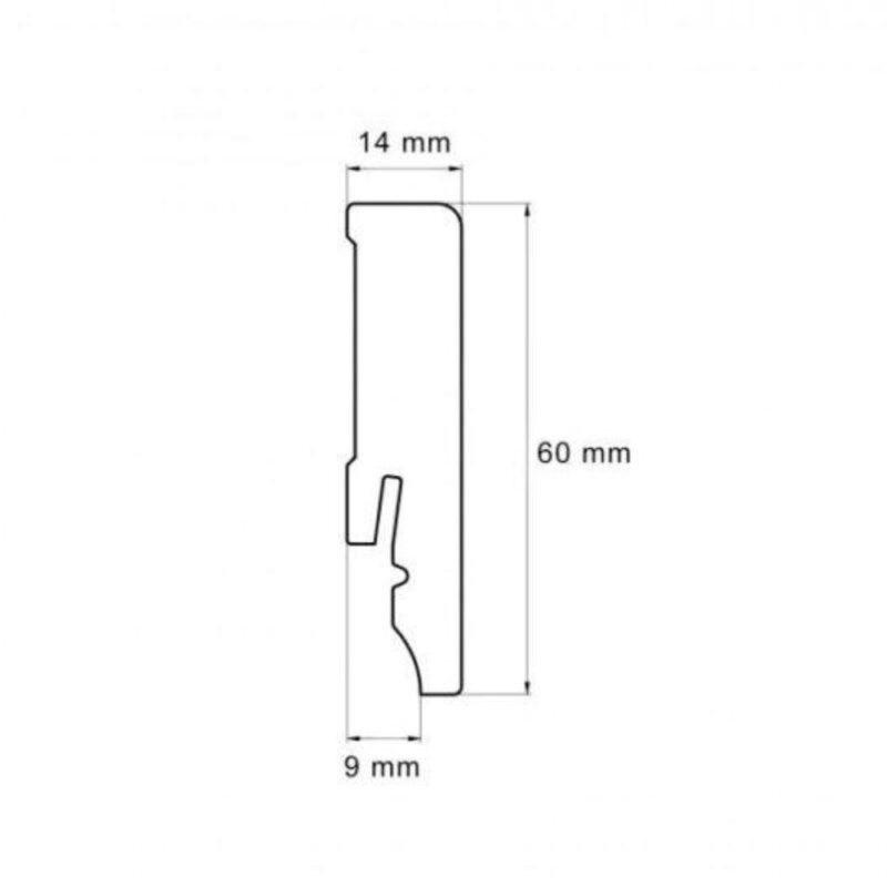 Dažomos polistireno grindjuostės LPC-50. Brėžinys