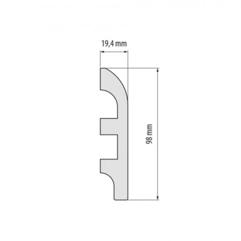 Polistireno grindjuostės balta LPC-19. Brėžinys