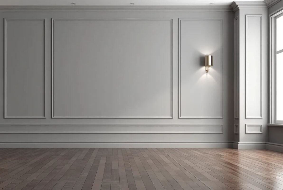 Pilkos spalvos grindjuostės MD360 Mardom Decor derinamos su tamsiomis grindimis