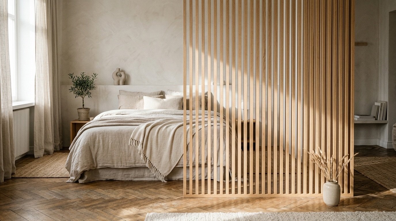 Kaip padalinti kambarį į dvi zonas – interjero planavimo idėja.